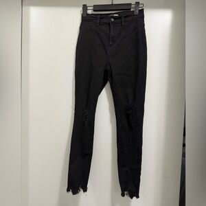 Fashion Nova Distressed Black Skinny Jeans